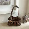 2026 Nova Bolsa de Ombro Único para Axila Estilo Coreano Bolsa Tote Elegante Simples Plissada Bolsa Nuvem Grande Capacidade Bolsa Transversal Tendência