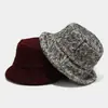 Otoño e Invierno Nuevo Color Color Mixto Sombrero de Pescador para Mujer Sombrero de Cubo Retro de Tweed Artístico Casual Adelgazante para la Cara Cálido de Moda