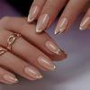 Uñas Postizas Populares al por Mayor Uñas Francesas Sencillas con Brillo Nude Pegatinas para Uñas Estilo Lujo Ligero Set de Uñas Postizas de 24 Piezas Lujo de Gama Alta