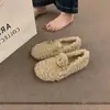 Zapatos para mujer talla grande 40-43, zapatos peludos con tacón, mocasines cálidos y de moda para invierno, mocasines de algodón antideslizantes tipo slip-on de moda 42