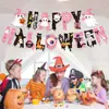 Set de decoración transfronterizo para fiesta de Halloween rosa con guirnalda de fantasmas y murciélagos, adornos colgantes en espiral y decoraciones de fiesta estilo girly