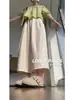 Calça pantalona para gestante 2026 primavera-verão estilo fino, calça balloon cropped de seda gelada para usar por cima, tamanho grande, calça Yamamoto sem suporte para a barriga