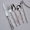Faca e garfo colher de aço inoxidável 18/10 de bambu requintado 304 conjunto de talheres ocidentais colher de refeição principal colher de refeição garfo faca de bife