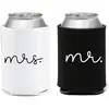 Portavasos de Neopreno Blanco y Negro Popular Transfronterizo Mr&Mrs El Más Vendido en Amazon para Fiesta de Boda Portavasos para Lata
