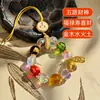 Figurinha Colorida de Vidro do Deus Amarelo da Riqueza com Flor de Lótus, Corrente para Celular Budista, Pingente de Carro, Presente, Item Popular de Live-Stream