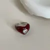 Anillo Abierto Minimalista Rojo Angora Retro Europeo y Americano Estilo Nicho de Gama Alta Diseño Metálico Moda para Combinar