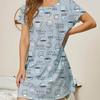 2024 Primavera e Verão Nova Europa e Americana Amazon temu Explosões Casa Camisola Vestido de gola redonda Casual Impresso Desgaste Feminino