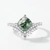 Anillo de musgo verde natural de corona nueva transfronterizo de comercio exterior, anillo de ágata acuática con incrustaciones de plata S925, venta al por mayor personalizada