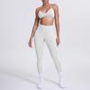 Conjunto de Yoga Cor Sólida em Estoque Legging Esportiva Cintura Alta Bumbum Pêssego Camisole Costas Lindas Sutiã Decote Halter Conjunto de Yoga Fitness