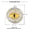 Ojo de Diablo Corazón Flor de Cinco Pétalos Dos Tonos Incrustados de Diamantes Colgante DIY de Acero Inoxidable Aretes de Búho para Mujer Joyería de Acero de Titanio