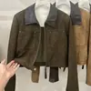 Jaqueta de Couro Casual Versátil Estilo Coreano Simples com Gola Lapela e Zíper para Mulheres Baixinhas, Peça de Outerwear Tendência Outono 2026