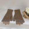 Guantes de lana dulce con volantes todo incluido para mujer, invierno cálido, dos dedos expuestos, pantalla táctil