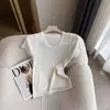 Nuevo Top de Punto de Lana con Cuello en U y Manga Corta, Versátil Ajustado Adelgazante para Mujer, Top Delgado