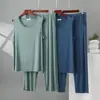 Conjunto de Dos Piezas Casual Transpirable para Hombre, Chaleco Delgado de Modal de Verano con Cuello Redondo y Pantalones con Cordón, Ropa de Casa