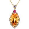 Transmissão ao Vivo Pingente Mais Vendido Banhado a Ouro 18K Elegante Gota Grande Pedra Solta 22 Quilates Citrino Brasileiro Colar com Pingente
