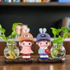 Artesanías Creativas de Resina Adornos para el Hogar Linda Muñeca de Pareja Arreglo Floral Jarrón Hidropónico para Pothos Accesorios de Escritorio