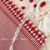 Tejido de hilo teñido lavado de algodón puro, tejido a cuadros estilo coreano con patrón Chaoyang rojo, adecuado para ropa de mujer, ropa infantil, bolsos, accesorios para el cabello y coleteros DIY