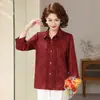 Camisa Fina de Satén de Seda para Mujeres de Mediana Edad y Mayores 2026 Nuevo Estilo Primavera y Verano Moda para Mujeres Camisa Cardigan con Solapa