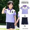 Uniforme de jardim de infância, jaqueta de baseball de outono, conjunto verde e roxo, uniforme de classe de escola primária, uniforme escolar de verão de três peças, todo em algodão