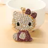 Llavero de Metal con Strass Estilo Coreano Ins Gato Kt, Llavero Anillo Accesorio de Moda de Nicho para Bolso, Regalo Transfronterizo