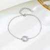 Prata Esterlina S925 Pulseira Anel Rosa Versátil Joias de Nicho Elegantes Personalidade Pulseira de Anel Duplo Acessórios de Moda Mulheres