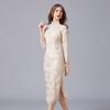 Vestido Elegante de Renda Cheongsam Estilo Chinês Bordado Artesanal Pesado Estrela Mesmo Tamanho Melhorado Retro Fashionável