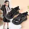 Zapatos de Cuero con Moño Estilo Retro para Niños, Zapatos Individuales Versátiles Estilo Escolar de Punta Redonda Negros para Niñas Estilo Británico