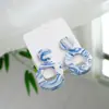 Nuevos Pendientes de Cerámica Azul y Blanco Estilo Chino Jingdezhen, Pendientes de Plata 925 Estilo Antiguo de Alta Gama, Lujo Accesible y Pendientes de Alta Gama