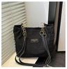 Bolso de Hombro Tote de Lona Estilo Commuter Estilo Coreano Nuevo Trendy 2025 a Cuadros Plisado de Gran Capacidad para Mujer