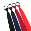 Estudiantes Hombres y Mujeres Rojo Azul Negro Monocromático Color Sólido Vestido de Trabajo Profesional Cremallera Fácil de Tirar Corbata Perezosa Cremallera Casual