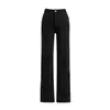 Jeans feminino transfronteiriço, estilo slim reto, forrado com fleece e espessado, estilo casual americano, calça longa preta, comprimento estendido preto