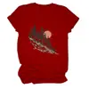 Amazon Wish sitio independiente moda casual versátil mujer árbol, sol, ladera de montaña cuello redondo manga corta camiseta