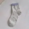 Calcetines Florales Dulces para Mujer, Malla Fina Transpirable Anti-Olor para Primavera y Verano, Calcetines Holgados, Estilo Ballet Japonés, Sin Costuras, a Media Pantorrilla