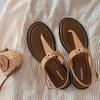 Nuevas Chanclas de Verano Estilo Retro con Tira en T Estilo Vacaciones Versátiles Hebilla Metálica para Mujer