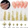 Joias para Nail Art Coração Laço Doce Desenho Animado Concha Vareta Dourada Bolha Rebite Metálico Bolsa com Seis Compartimentos Joias para Unhas