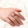 Anillo de Ágata Roja Estilo Retro Diseño Nicho Elegante Moda para Mujer Plateado Diamante Hoja de Bambú Bambú Anillo de Dedo Índice Venta al por Mayor