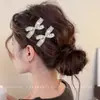 Pinza Única y Hermosa para el Cabello Lateral con Lazo de Pedrería para Mujer, Nuevo Estilo Pinza de Pato para Flequillo