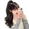 Peluca de Cola de Caballo Larga para Mujeres con Cabello Largo, Estilo Celebridad de Internet, Cola de Caballo Alta con Pinza de Garra, Trenzas Onduladas Grandes, Estilo Largo Rizado para Atar para el Verano