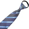 Fabricante Hombres Negros Casual Rayas Azules Corbata de Negocios Corbata Perezosa 8cm Corbata sin Corbata al por Mayor Cremallera