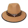 Chapéu Xizang Europeu e Americano Transfronteiriço Outono e Inverno Novo Chapéu de Cowboy Xizang Feminino Chapéu para Homens e Mulheres Acessórios de Chapéu com Cabeça de Touro para Exterior