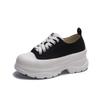 Zapatos de Plataforma para Mujer Aumento de Altura Pequeño Combinación Total Tenis Casuales Estilo Escolar Francés Lona con Cordones Zapatos de Mujer