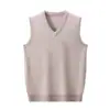 Chaleco de Invierno Nuevo con Cuello en V Cálido Cómodo Chal Casual Versátil Camisa Base de Punto de Color Sólido para Hombre