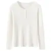 Top Básico de Malha Fina de Lã Yangzi para Mulheres, Versátil para Primavera e Outono, Camisa Base Elegante de Tricô, Venda Direta no Atacado do Fabricante