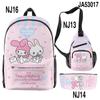 3D Nuevo Periférico Impreso Sanrio Merlot Bolso Mochila Bolso Cruzado Bolsa para Lápices Set Impreso de Tres Piezas