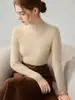 Suéter de punto ajustado de cuello semi-alto para otoño e invierno, top básico sin costuras de nuevo estilo