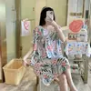 Bata de Noche Personalizada de Algodón y Seda para Mujer, Ropa de Dormir Moderna de Manga Corta para Verano Tallas Grandes, Estilo Primavera y Otoño, Ropa de Casa de Alta Gama Tallas Grandes