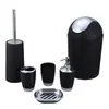 Set de Accesorios de Baño de Plástico Europeo y Americano de Seis Piezas, Artículos de Baño, Set de Cepillo para Inodoro, Botella de Líquido Galvanizado, Cubo de Basura al por Mayor