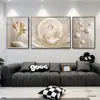 Pintura Decorativa Moderna para Sala de Estar Blanco Crudo Dorado Champán Lujo Ligero Ciervo Dorado Hojas de Ginkgo Sala de Estar Dormitorio Comedor Pintura de Pared Pintura Decorativa
