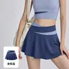 Conjunto de Yoga de Cintura Alta Sujetador Deportivo a Prueba de Impactos Falda Plisada Anti-Exposición Conjunto Deportivo de Pilates Fitness para Mujer