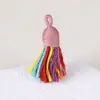 Pingente de Borla Pequena de Fio de Algodão Enrolado à Mão Estilo Xizang, Material para Pulseira DIY Feito à Mão, Ornamento de Borla Curta com Tampa Rosqueada